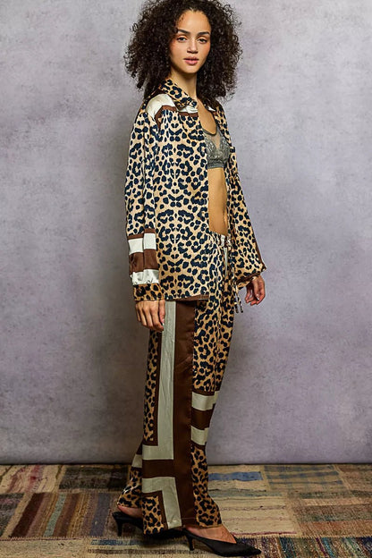 POL Leopard Printed Woven Wide Leg Drawstring Pants - Blu Lotus Boutique