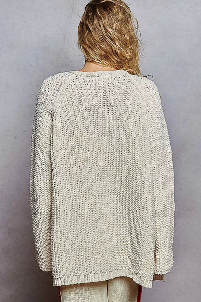 POL Open Front Knit Cardigan with Front Pocket - Blu Lotus Boutique