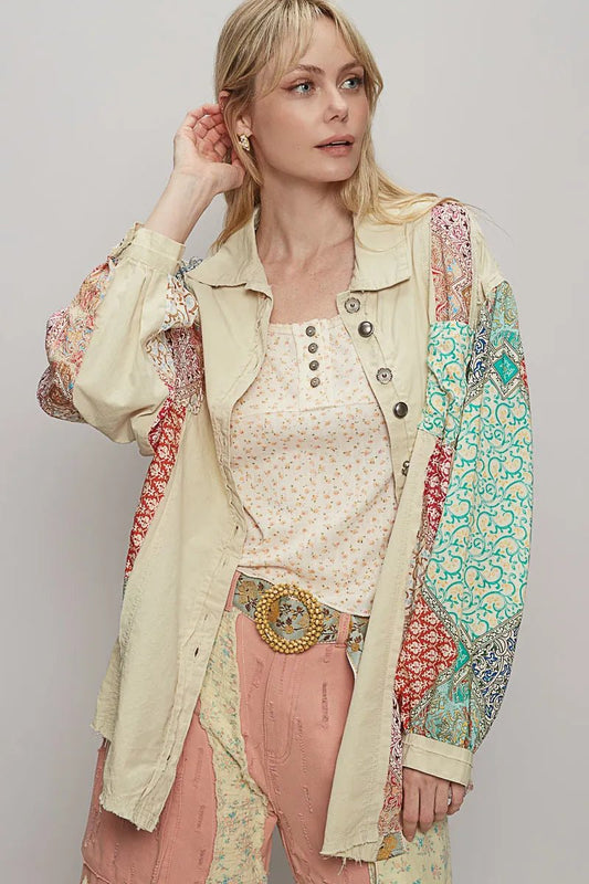 POL Printed Button Up Oversized Shirt - Blu Lotus Boutique