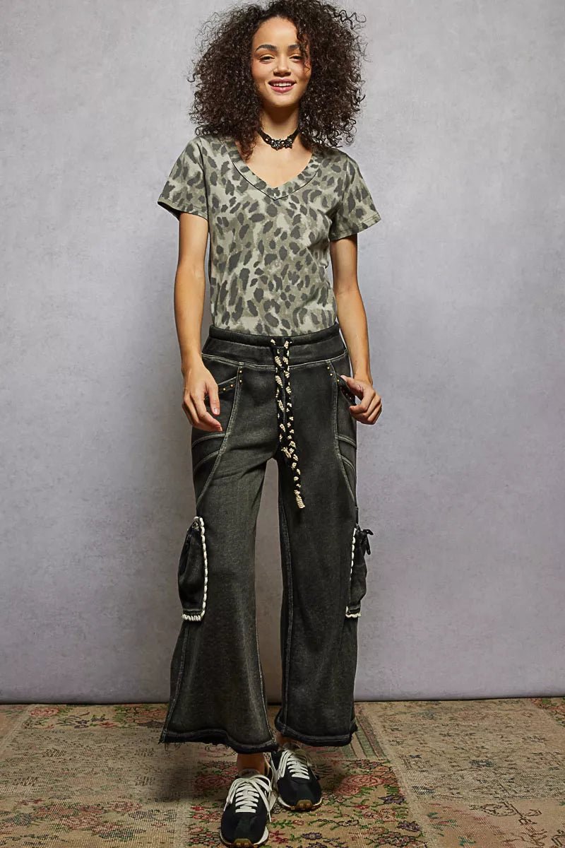 POL Printed V - Neck Short Sleeve T-Shirt - Blu Lotus Boutique