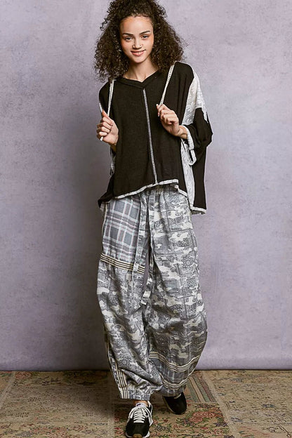 POL Short Sleeve Hoodie Top with Lace Detail - Blu Lotus Boutique