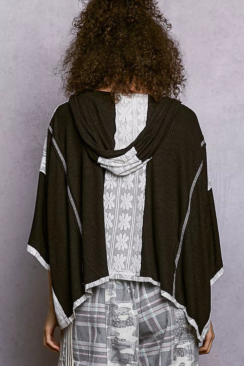 POL Short Sleeve Hoodie Top with Lace Detail - Blu Lotus Boutique