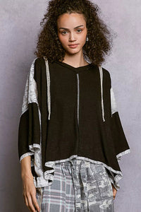 POL Short Sleeve Hoodie Top with Lace Detail - Blu Lotus Boutique