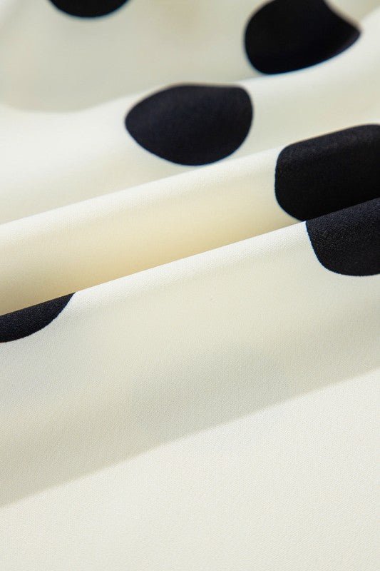 Polka Dot Surplice V - Neck Puff Sleeve Mini Dress - Blu Lotus Boutique