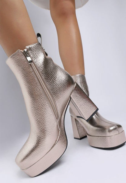 Poulin Metallic Faux Leather Chelsea Boots - Blu Lotus Boutique