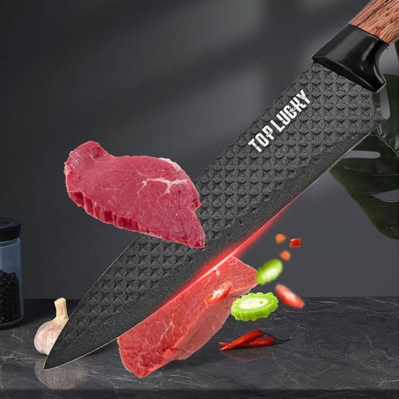 Premium Stainless Steel 6pc Knife Set with Wooden Handles - Blu Lotus Boutique