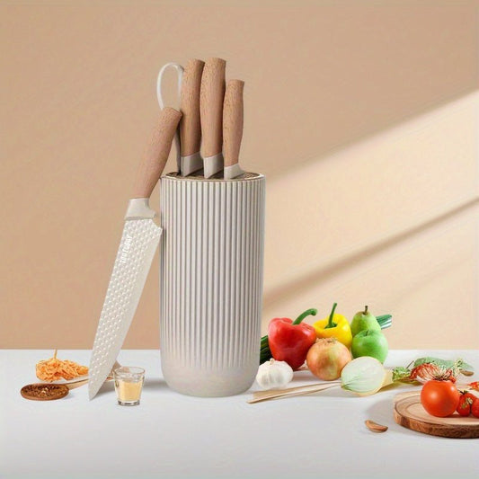 Premium Stainless Steel 6pc Knife Set with Wooden Handles - Blu Lotus Boutique