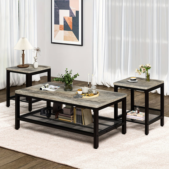 LAMERGE 3Piece Modern Living Room Table Set