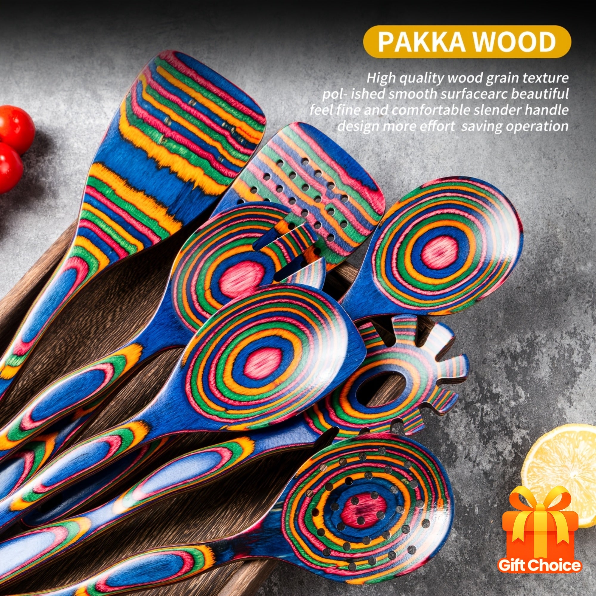WOSPONFAN Pakkawood Kitchen Utensil Set for Cooking