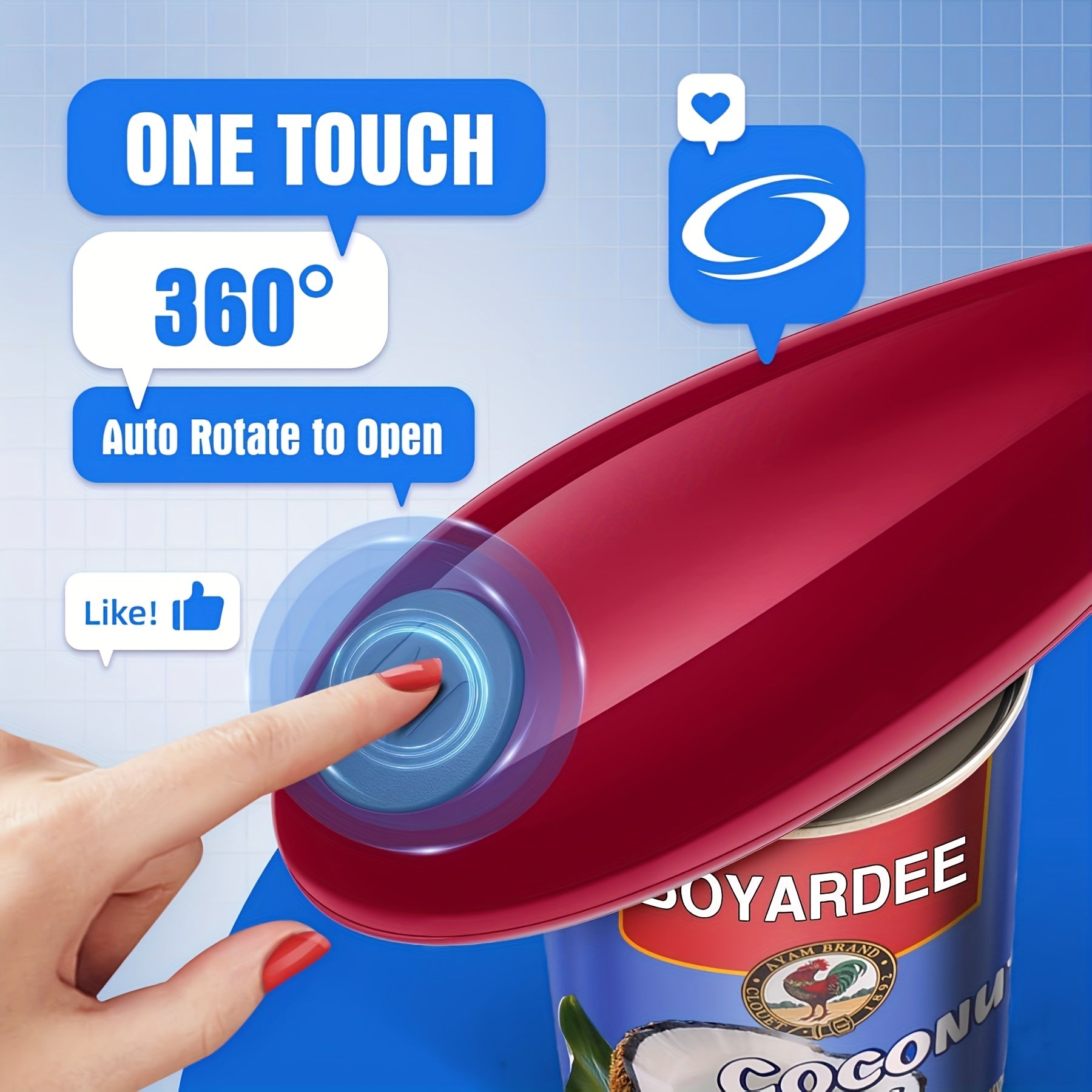 Cordless Electric Can Opener AutoShutoff Safe Edge OneTouch