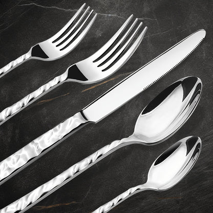 Elegant Stone Handle Silverware Set  4060 Pcs Mirror Polish