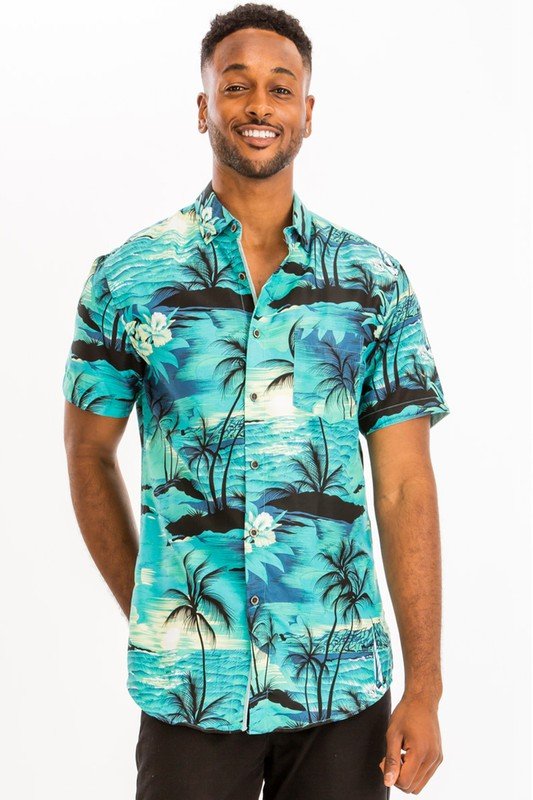 PRINT HAWAIIAN SHIRT - Blu Lotus Boutique
