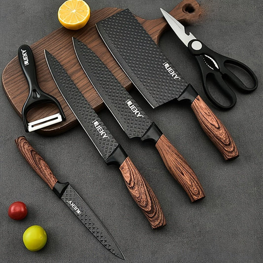 Pro 67pc Chef Knife Utensil Set Sharp Nonstick Wood - Blu Lotus Boutique