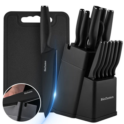 Professional Kitchen Knife Set Japanese - Style Knife Set Stainless Steel Knife Set with Knife Holder Sashimi Knife Suitable for Slicing Fish and Meat Kitchen Essentials White Non - Slip Handle Can Be Washed in a Washing Machine - Blu Lotus Boutique