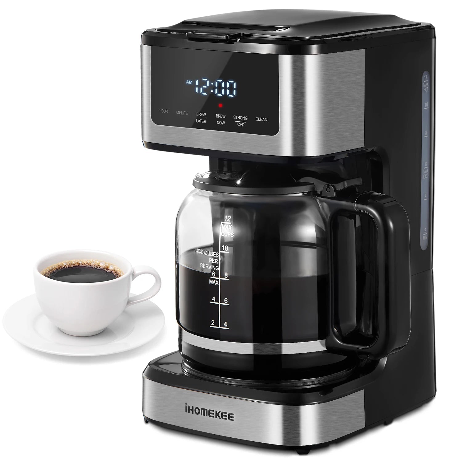 Programmable Drip Coffee Maker 12 Cup, Coffee Machine with Iced Coffee Function, Touch Screen, Regular & Strong Brew - Blu Lotus Boutique