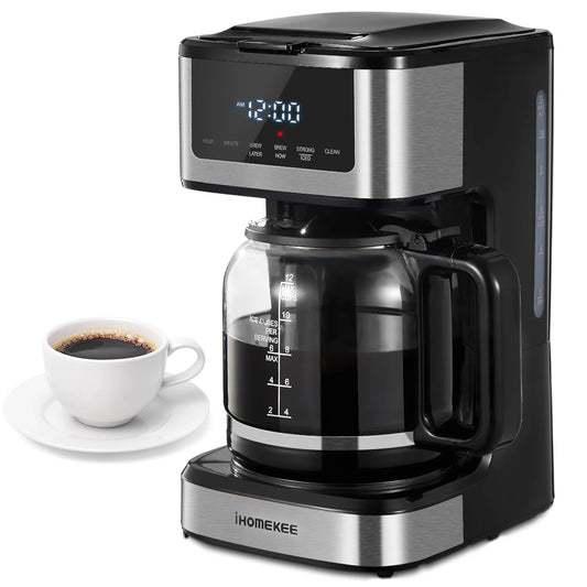 Programmable Drip Coffee Maker 12 Cup, Coffee Machine with Iced Coffee Function, Touch Screen, Regular & Strong Brew - Blu Lotus Boutique