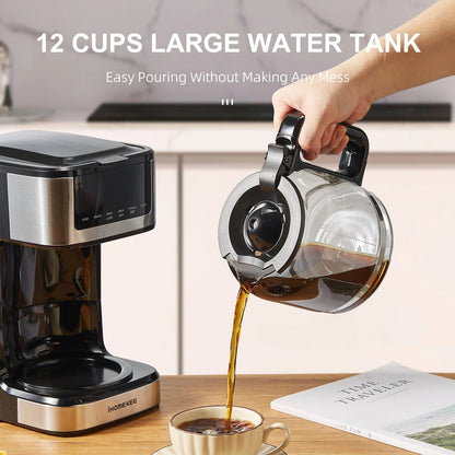 Programmable Drip Coffee Maker 12 Cup, Coffee Machine with Iced Coffee Function, Touch Screen, Regular & Strong Brew - Blu Lotus Boutique