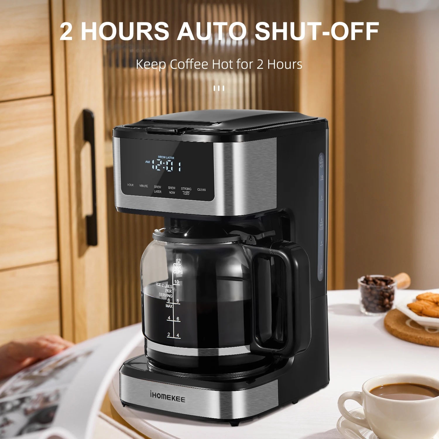 Programmable Drip Coffee Maker 12 Cup, Coffee Machine with Iced Coffee Function, Touch Screen, Regular & Strong Brew - Blu Lotus Boutique