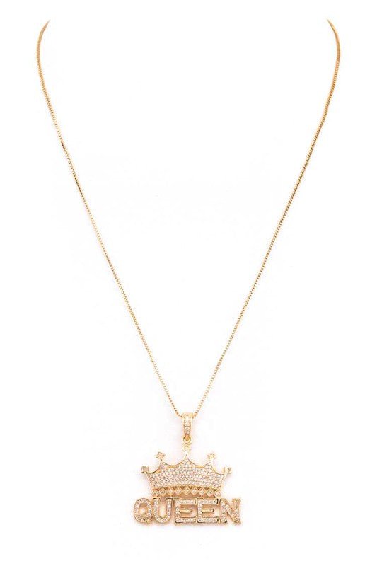 QUEEN Crown CZ Pendant Necklace - Blu Lotus Boutique