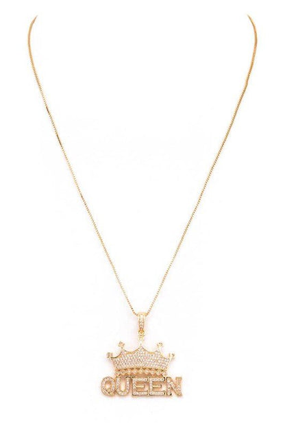 QUEEN Crown CZ Pendant Necklace - Blu Lotus Boutique