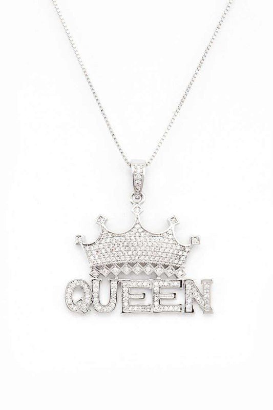QUEEN Crown CZ Pendant Necklace - Blu Lotus Boutique