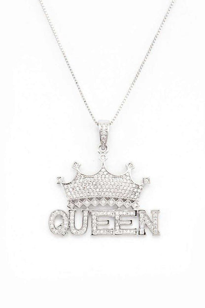 QUEEN Crown CZ Pendant Necklace - Blu Lotus Boutique