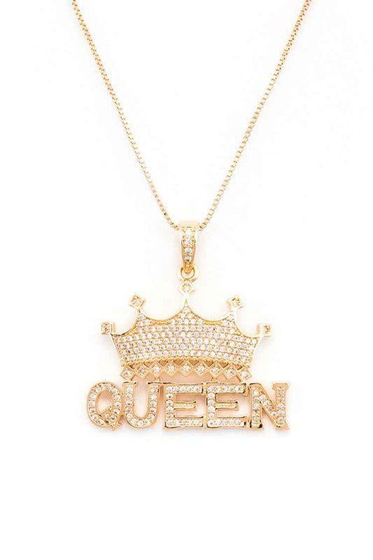 QUEEN Crown CZ Pendant Necklace - Blu Lotus Boutique