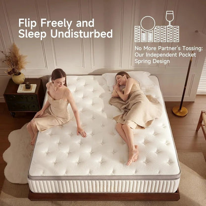 Queen Mattress，Queen Size Cooling Gel Memory Foam Mattresses for Pressure Relief, Medium Firm Hybrid Mattress in a Box - Blu Lotus Boutique