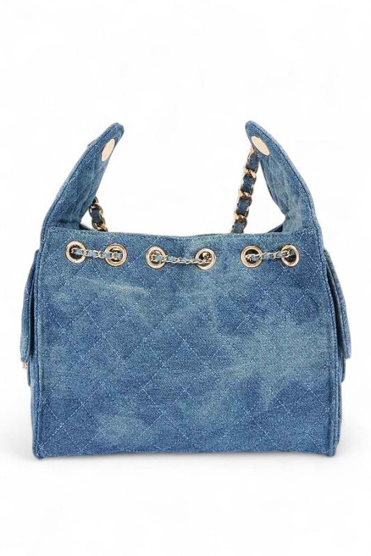 Quilted Denim Fashion Shoulder Bag - Blu Lotus Boutique