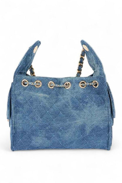 Quilted Denim Fashion Shoulder Bag - Blu Lotus Boutique
