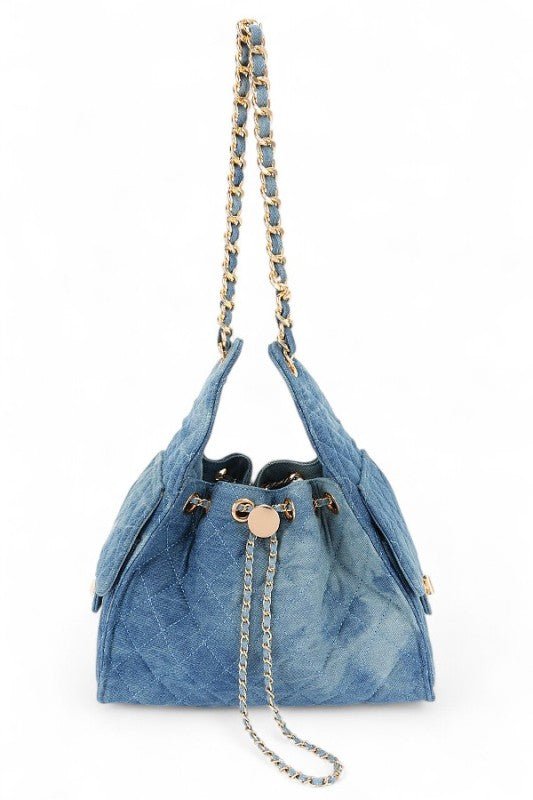 Quilted Denim Fashion Shoulder Bag - Blu Lotus Boutique