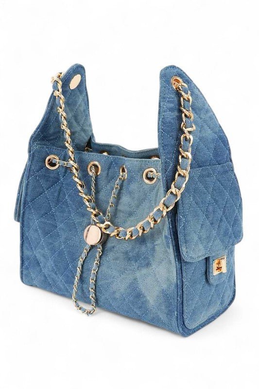 Quilted Denim Fashion Shoulder Bag - Blu Lotus Boutique
