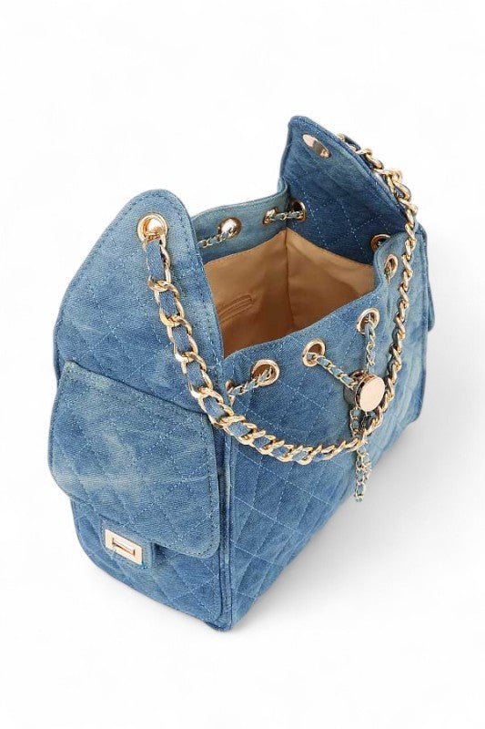 Quilted Denim Fashion Shoulder Bag - Blu Lotus Boutique