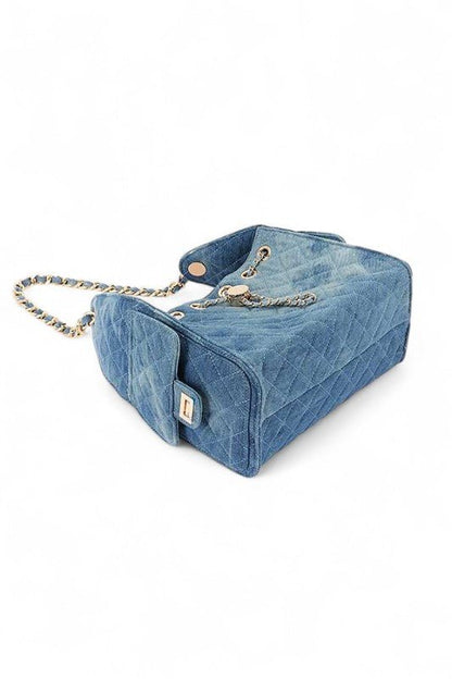 Quilted Denim Fashion Shoulder Bag - Blu Lotus Boutique