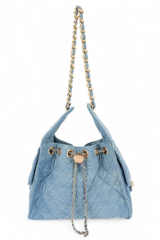 Quilted Denim Fashion Shoulder Bag - Blu Lotus Boutique