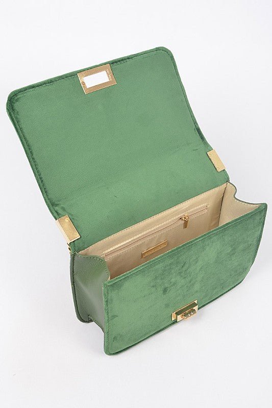 Quilted Velvet Statement Shoulder Bag - Blu Lotus Boutique