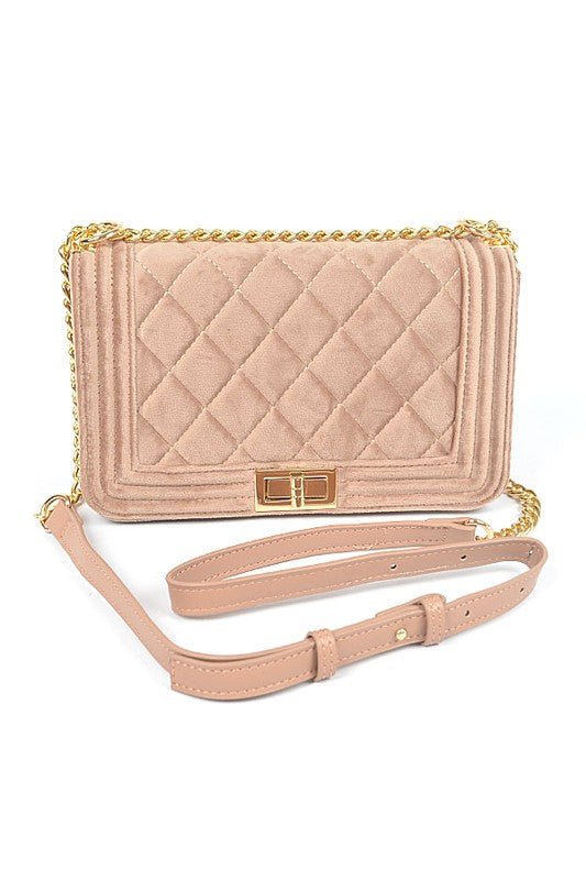 Quilted Velvet Statement Shoulder Bag - Blu Lotus Boutique