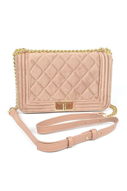 Quilted Velvet Statement Shoulder Bag - Blu Lotus Boutique