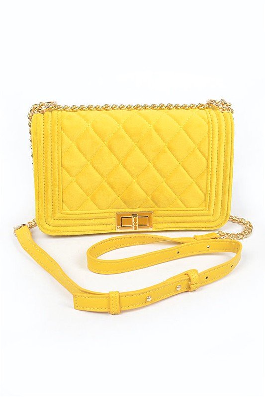 Quilted Velvet Statement Shoulder Bag - Blu Lotus Boutique