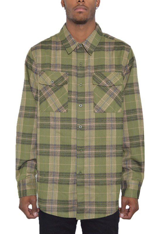 Regular Fit Checker Plaid Flannel Long Sleeve - Blu Lotus Boutique