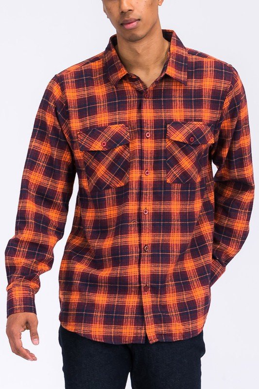 Regular Fit Checker Plaid Flannel Long Sleeve - Blu Lotus Boutique