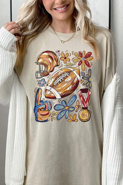 Retro Floral Football Plus Heavy Cotton Tee - Blu Lotus Boutique