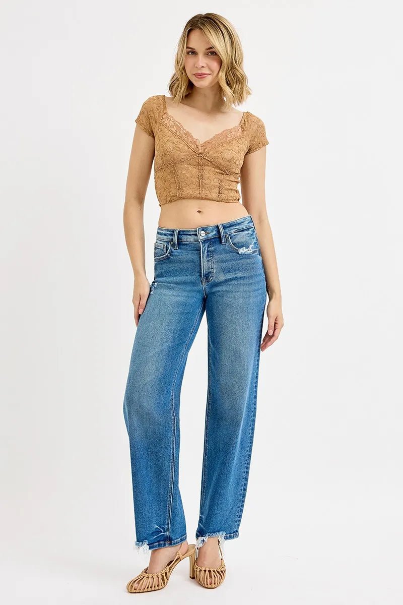 RISEN Full Size Mid Rise Baggy Jeans Plus Size - Blu Lotus Boutique