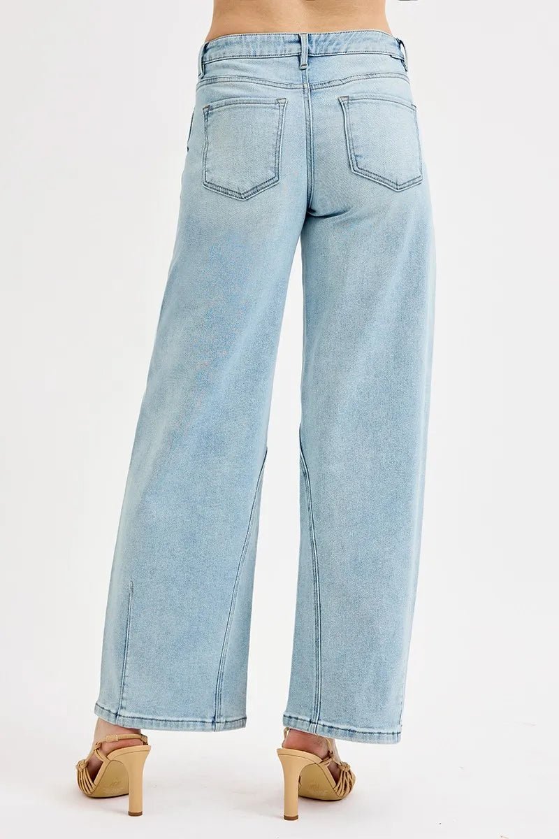 RISEN Full Size Mid Rise Fit Barrel Jeans Plus Size - Blu Lotus Boutique