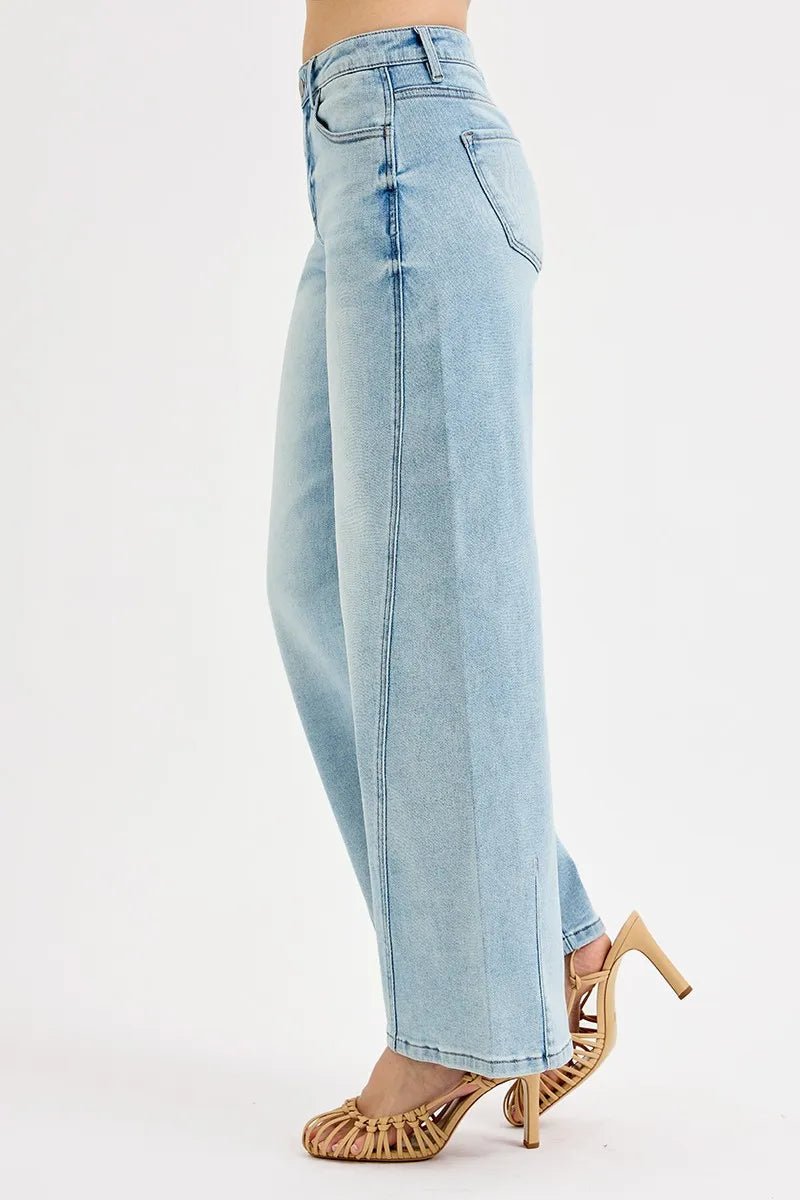 RISEN Full Size Mid Rise Fit Barrel Jeans Plus Size - Blu Lotus Boutique