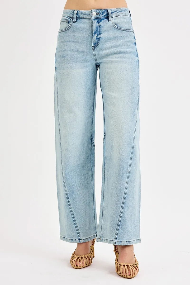 RISEN Full Size Mid Rise Fit Barrel Jeans Plus Size - Blu Lotus Boutique