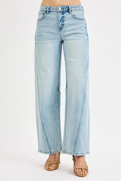 RISEN Full Size Mid Rise Fit Barrel Jeans Plus Size - Blu Lotus Boutique