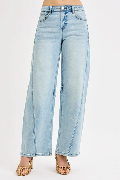 RISEN Full Size Mid Rise Fit Barrel Jeans Plus Size - Blu Lotus Boutique