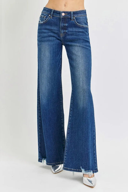 RISEN Full Size Mid Rise Wide Jeans Plus Size - Blu Lotus Boutique