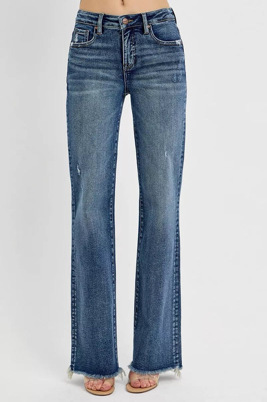 RISEN Full Size Tummy Control High Rise Long Straight Jeans Plus Size - Blu Lotus Boutique